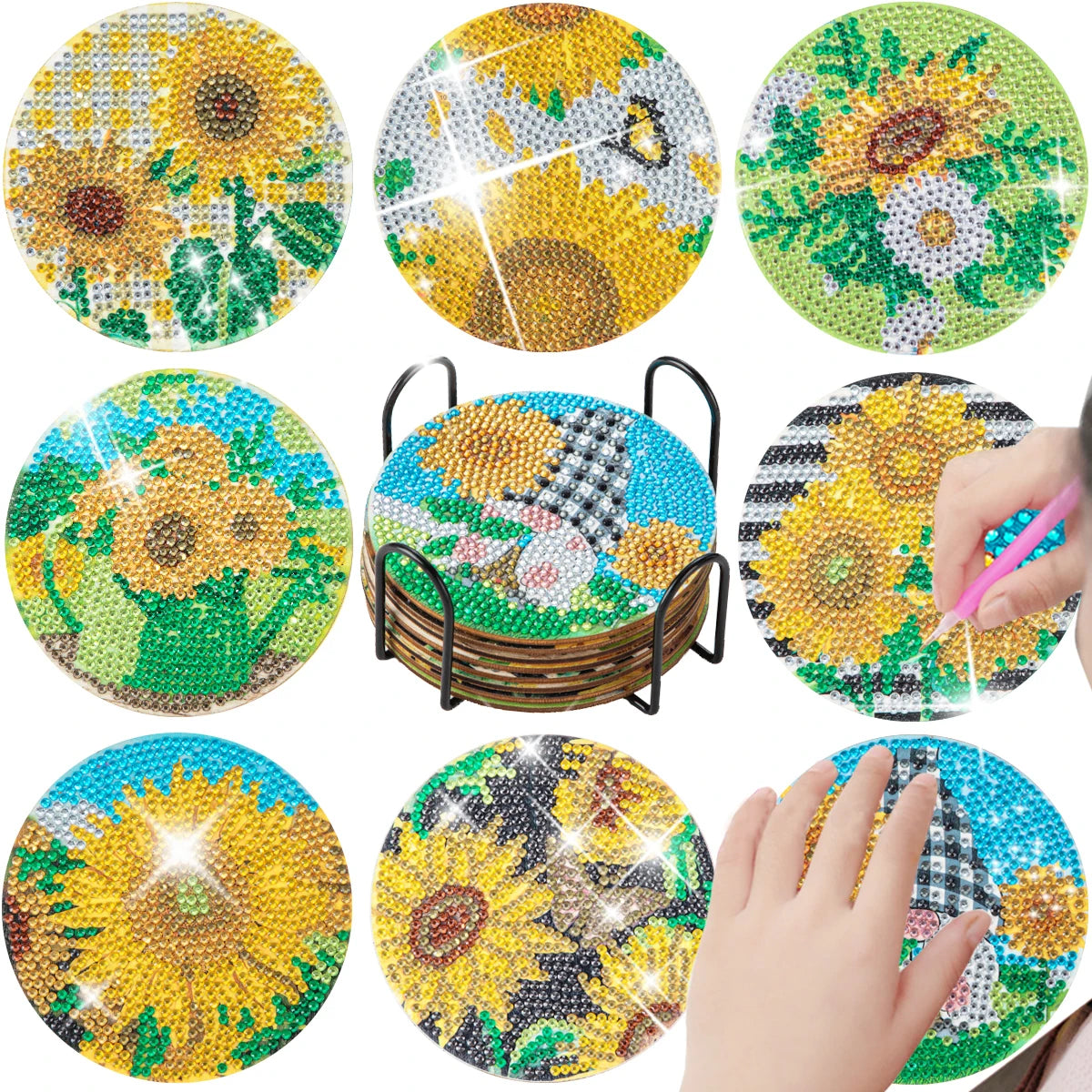 RUOPOTY 8Pcs DIY Diamond Painting Coasters Sunflower Diamond Art Mosai –  Didolines